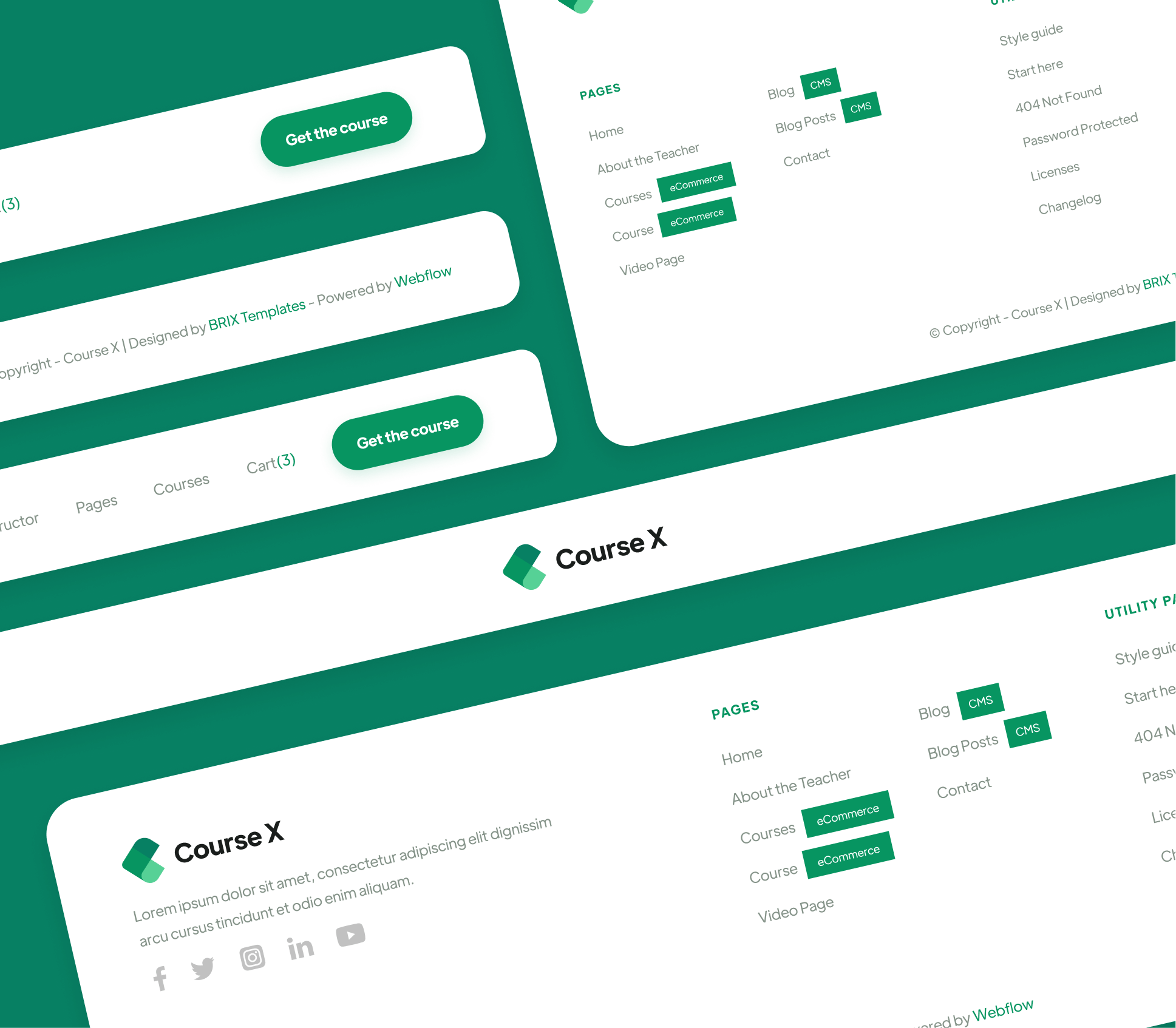 Course X - 3 Headers and Footers - Online Course Webflow Template