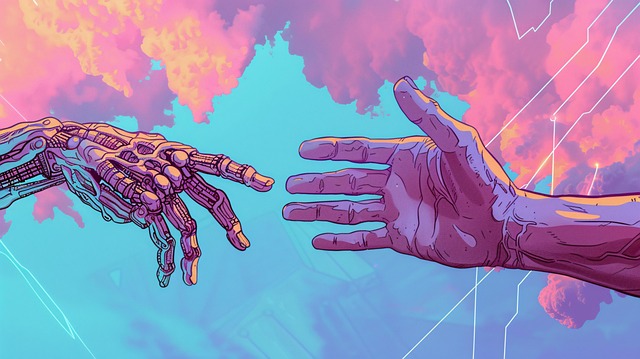 Robot and human shaking hands