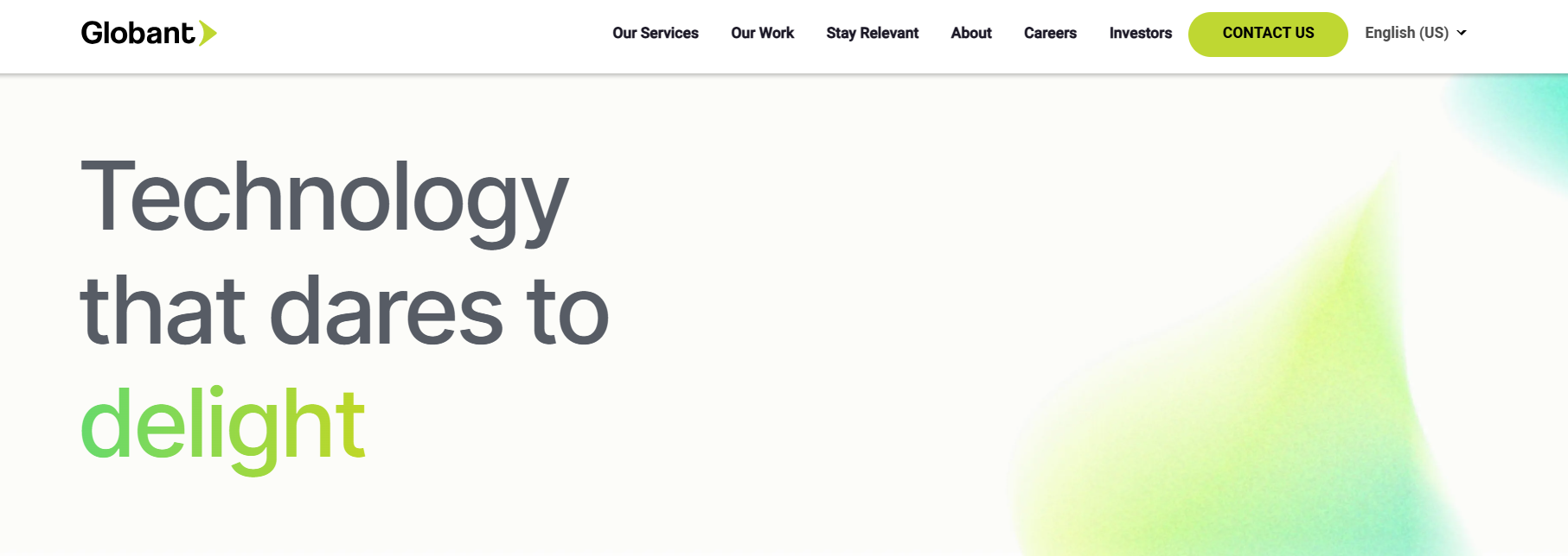 Globant website homescreen 