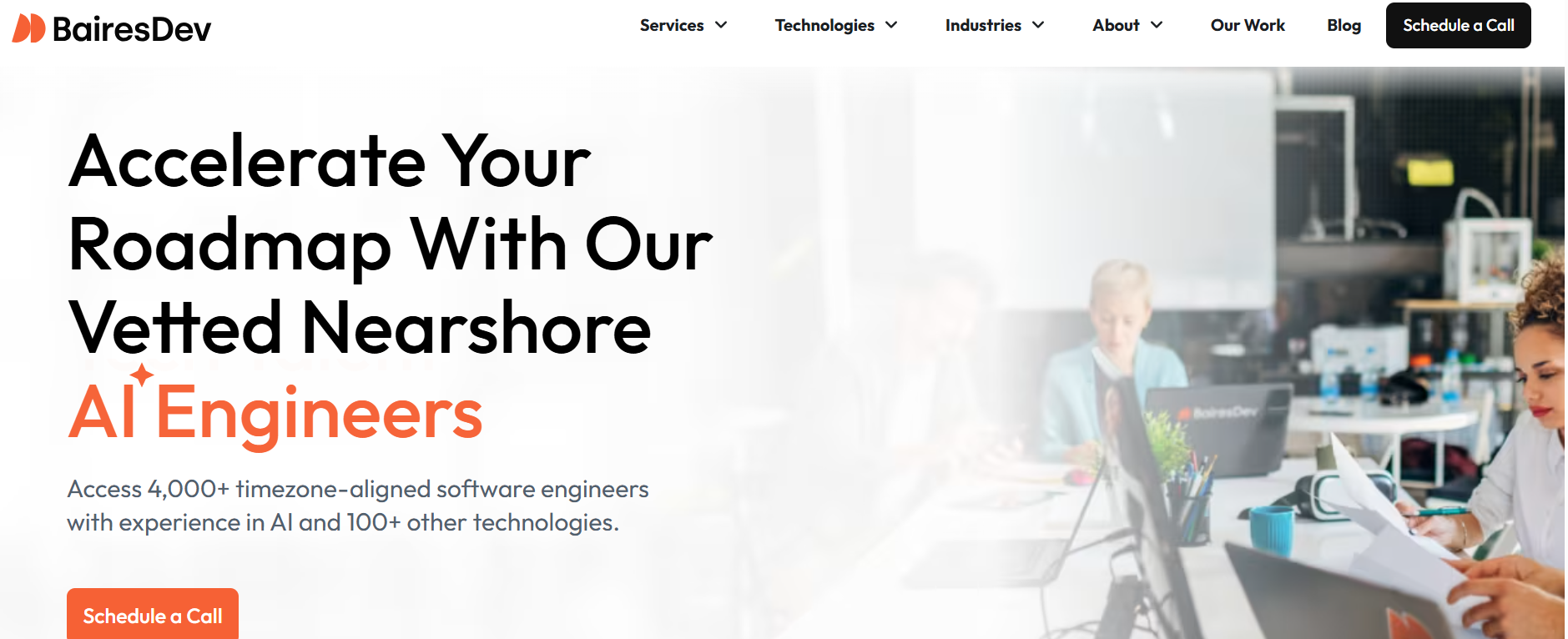 BairesDev website homescreen