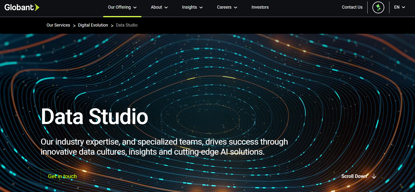 Globant Data Home Screen
