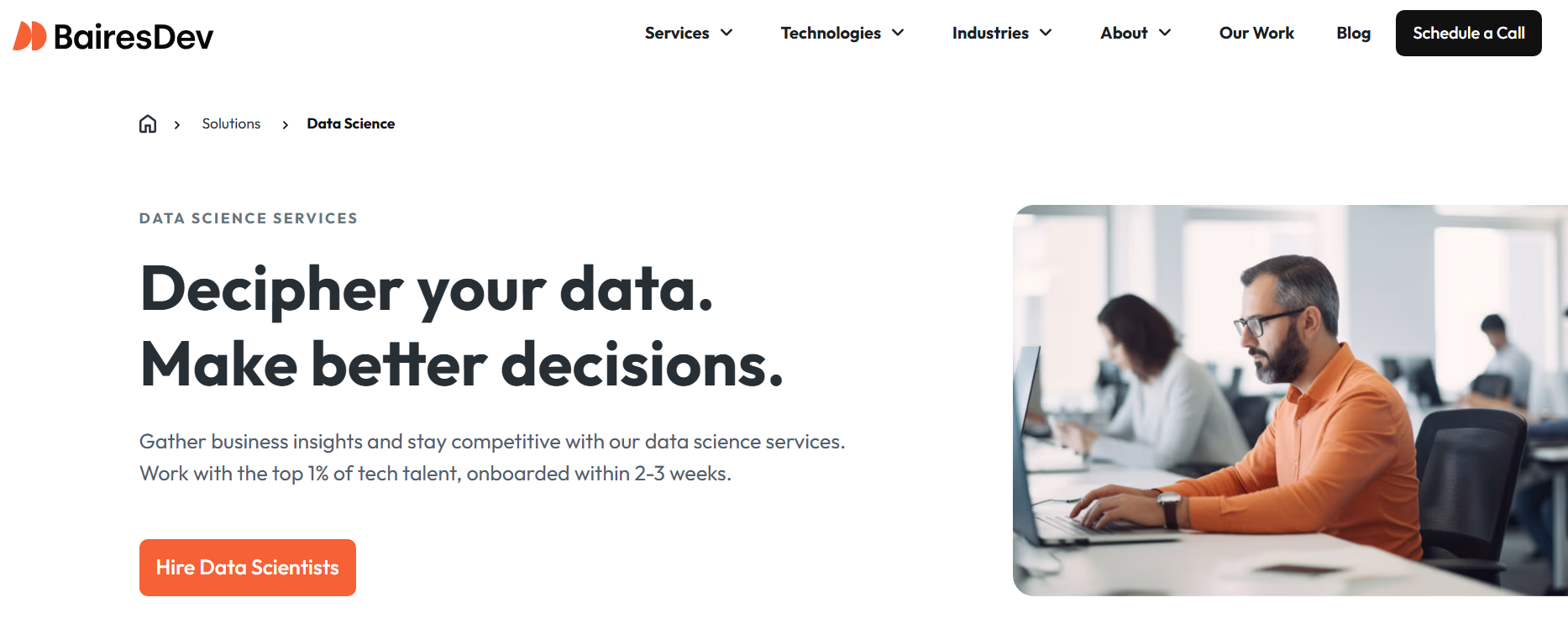 BairesDev Data Home Screen