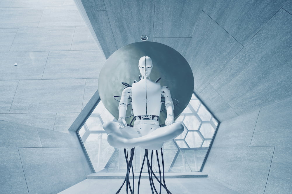 Robot siting looking front