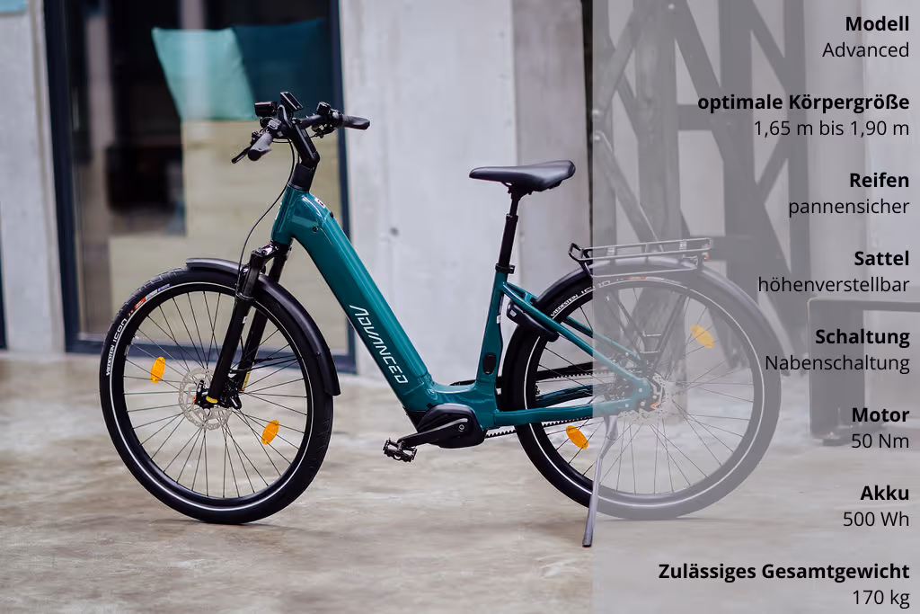 Advanced E-Bike – Nabenschaltung, 500 Wh Akku, für Bike Sharing