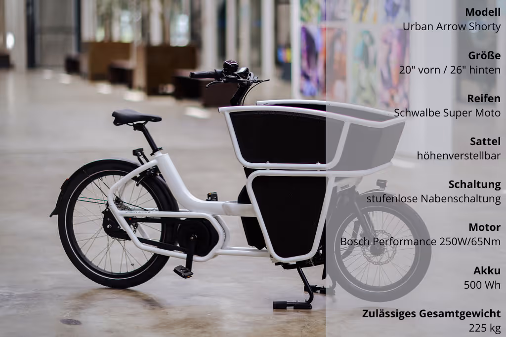 Urban Arrow Shorty Lastenrad – Bosch Motor, 500 Wh, 225 kg