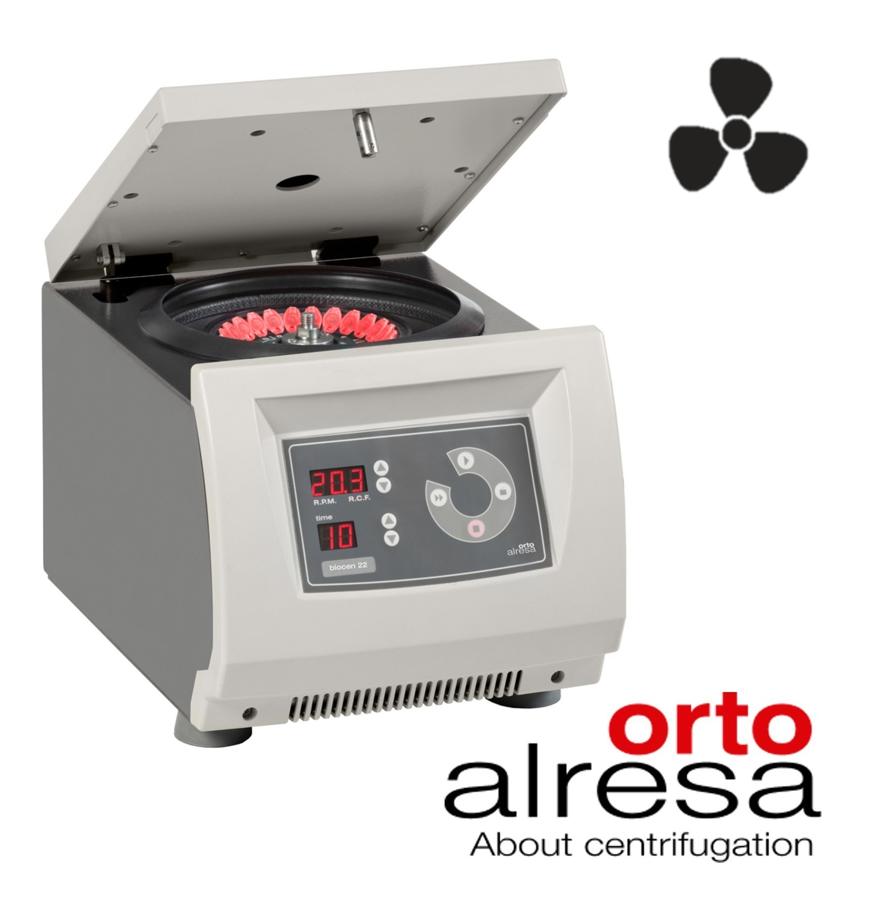Ortoalresa Biocen 22 ventilated benchtop centrifuge with rotor and digital speed control for clinical and research labs