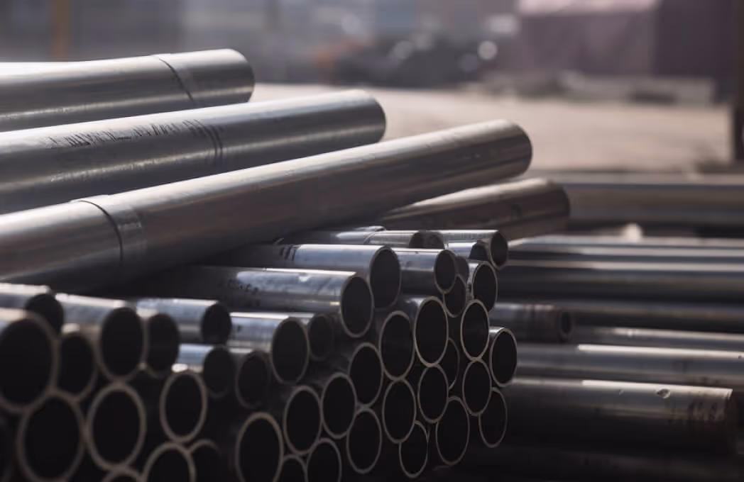 A stack of industrial steel pipes for high-temperature of thermal energy storage and decarbonization applications.