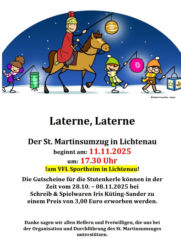 Der St. Martinsumzug in Lichtenau am 11.11.2025 um 17:30 Uhr