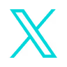 Stylized turquoise and white X logo on a transparent background.