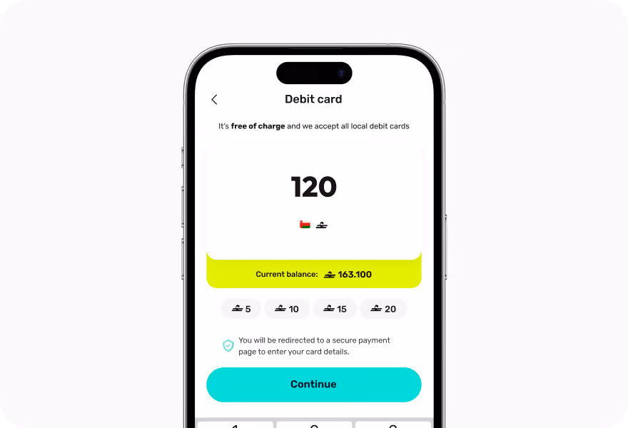 Add money screen