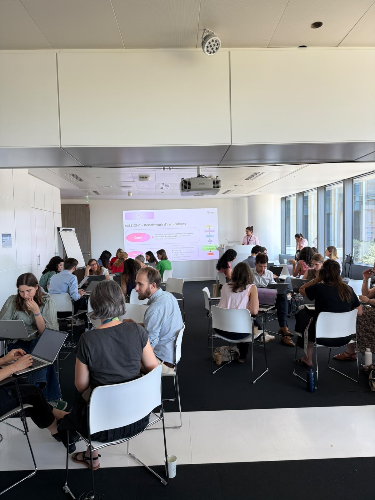 Les groupes de la Direction Sustainability d’Accor au travail pendant le Promptathon