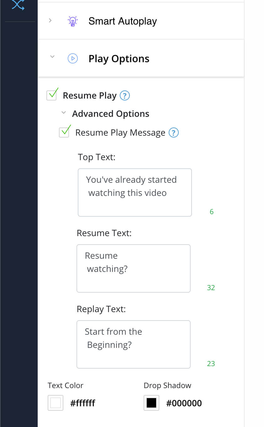 Customizable Resume Play Message