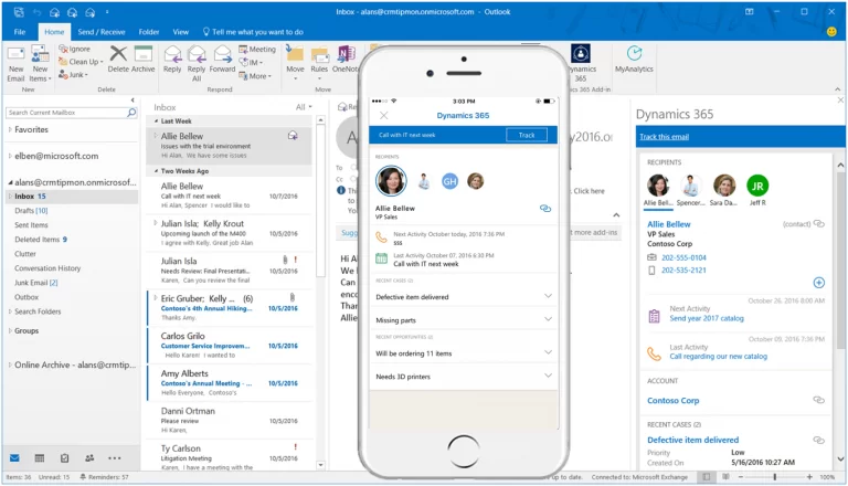 outlook dans powerapps