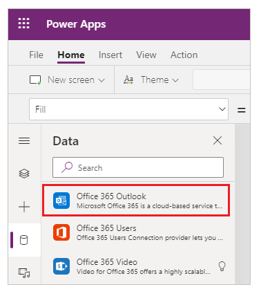 screen outlook power apps