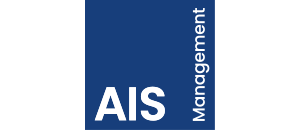 Blaues Quadrat mit dem weißen Text 'AIS' und vertikal geschriebenem Wort 'Management'.