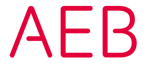 Logo mit den Buchstaben AEB in rot.