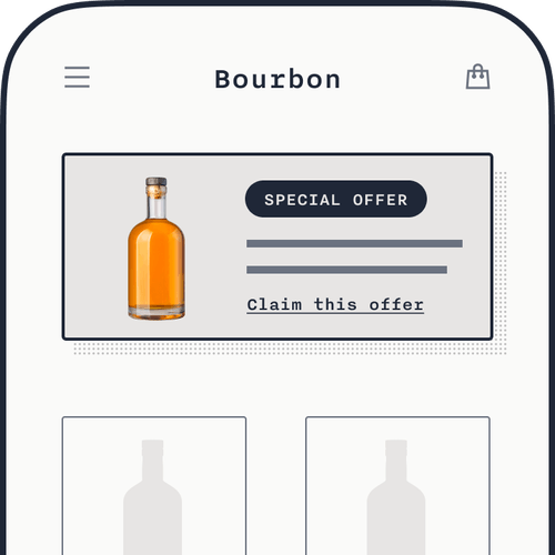 Symbolic illustration, showing an ad for purchase of an alcoholic beverage on a website.