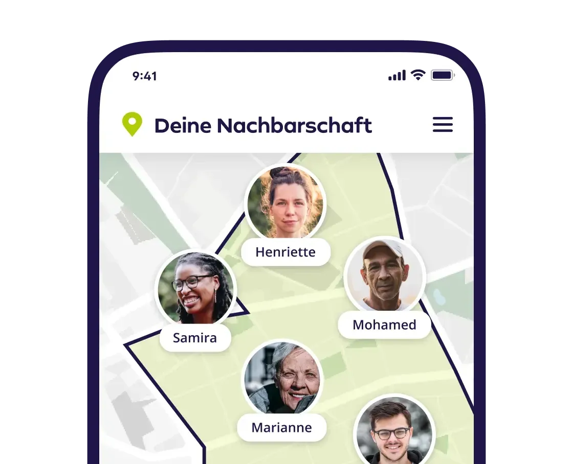 Grafik eines Smartphones mit der nebenan.de App