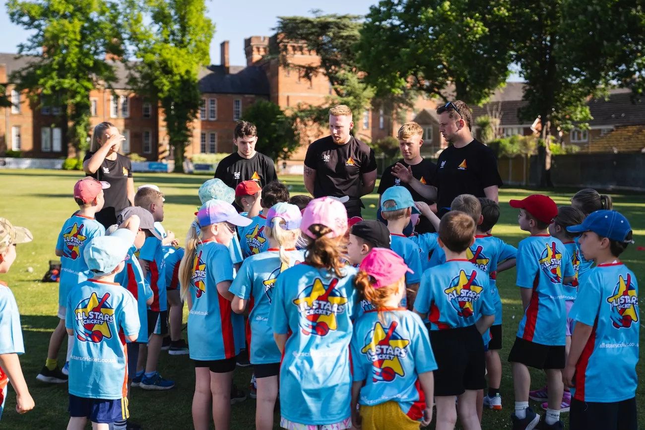 Delta Sports coaches running an all stars cricket session. 