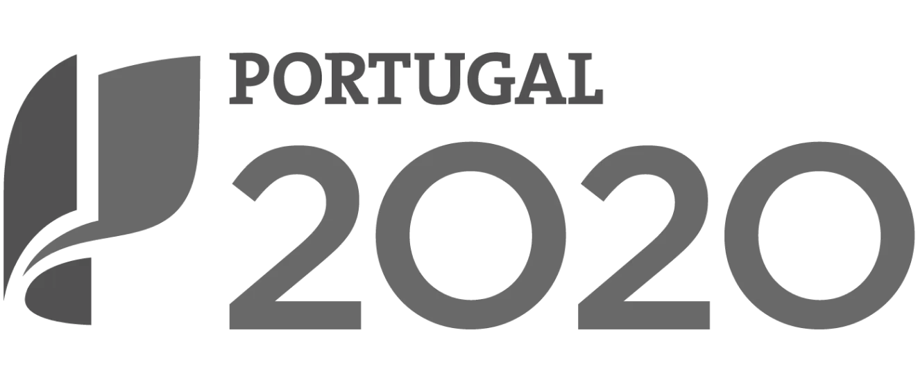 Logotipo Portugal 2020 com símbolo gráfico ao lado.