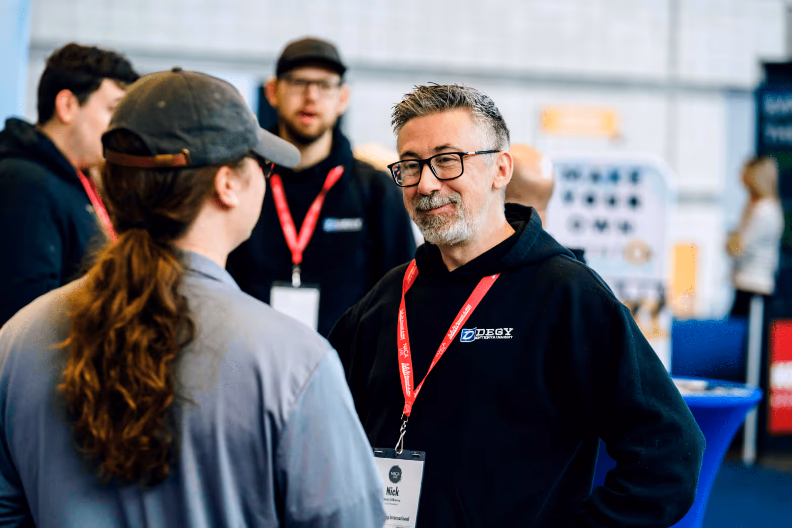 Nick talking to a prospective client