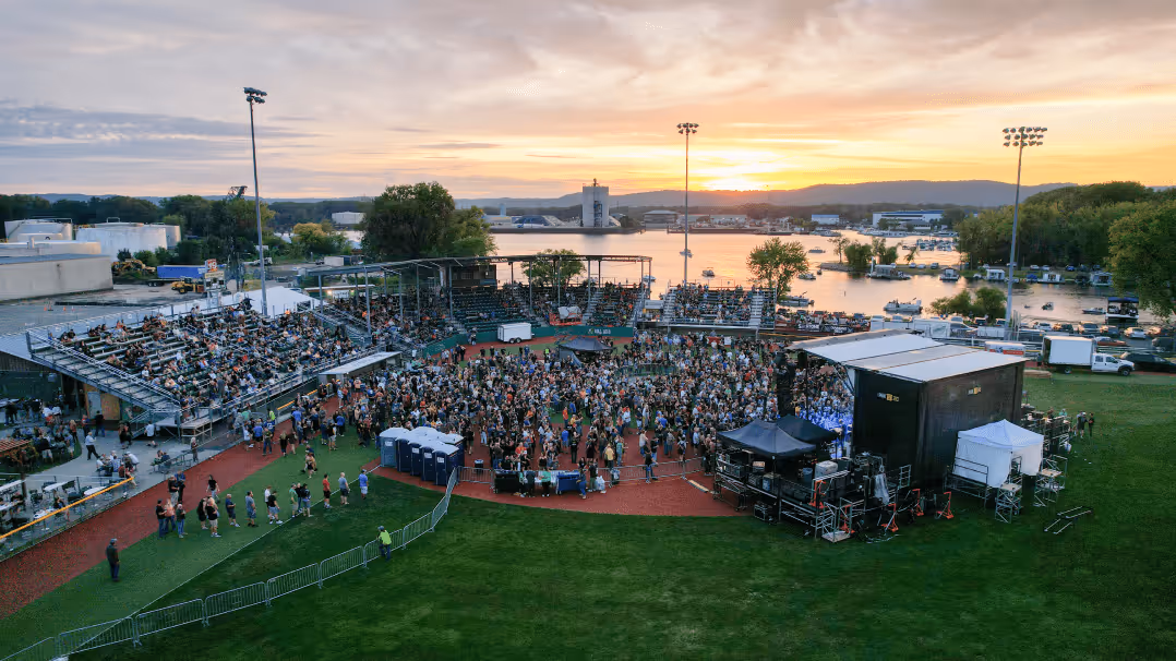 Band performs on a baseball field
