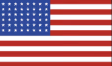 United States flag with 50 white stars on blue field in top left and 13 red and white horizontal stripes.