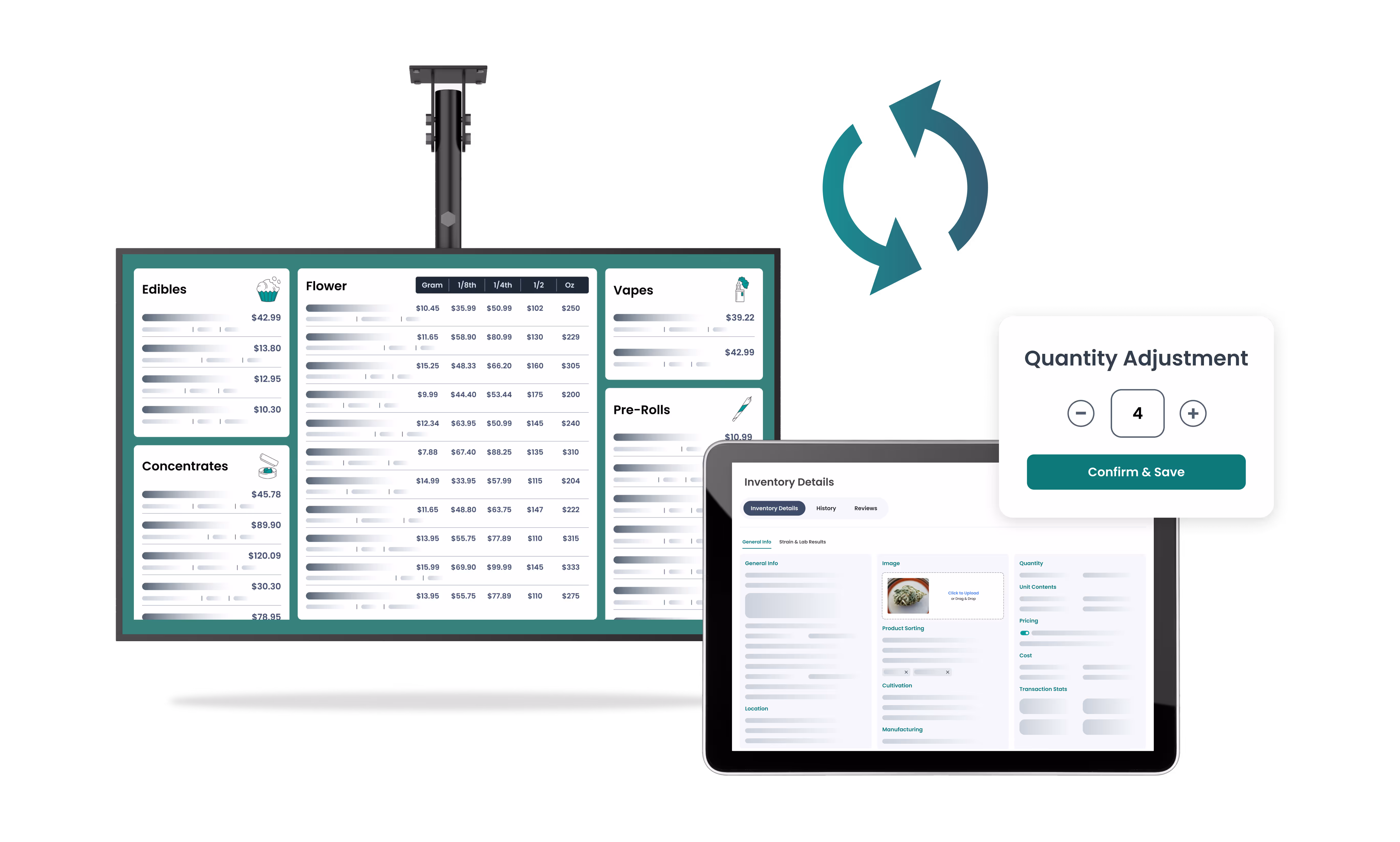 Customizable digital menus displayed on devices