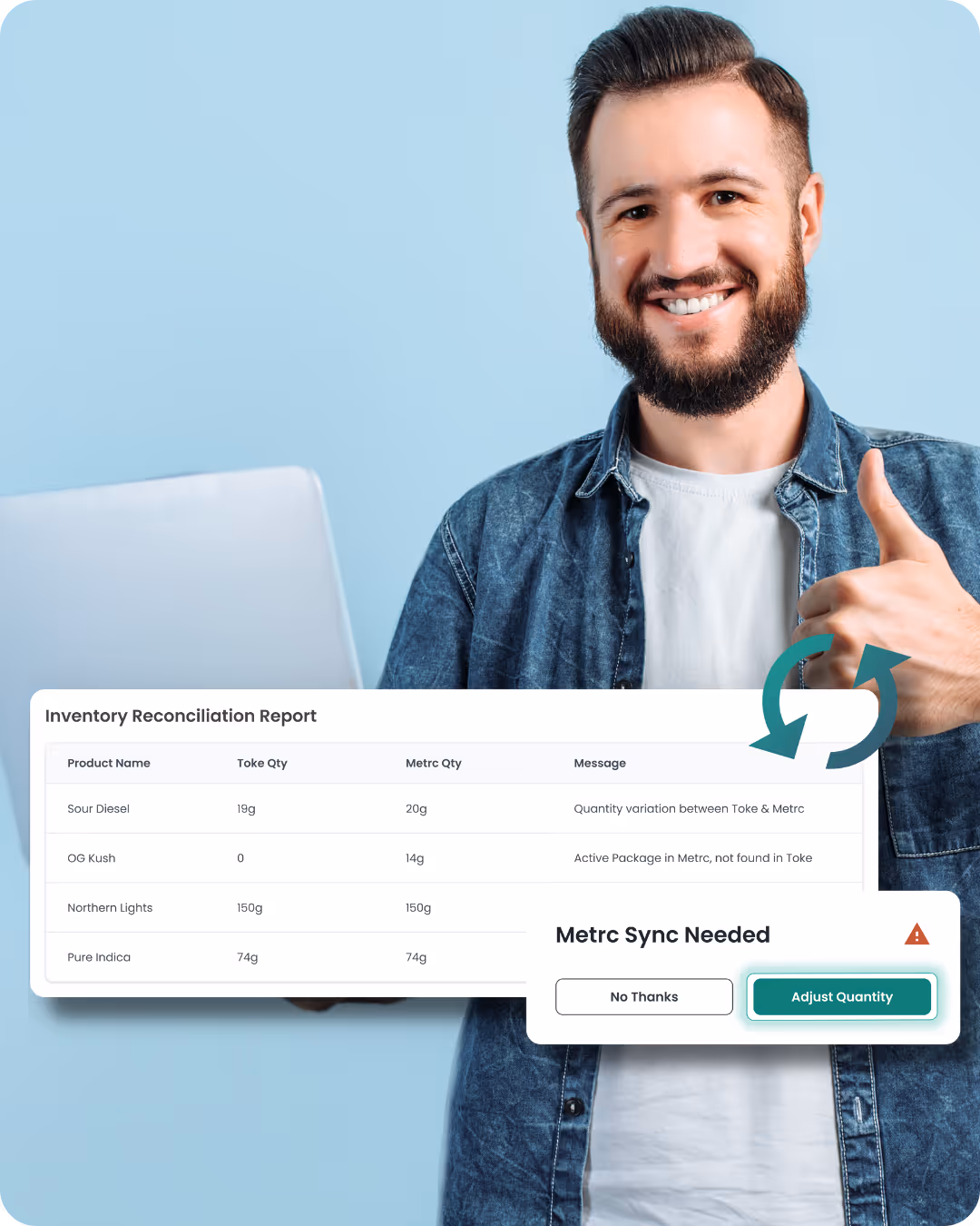 Confident man using CBD POS with seamless METRC compliance integration