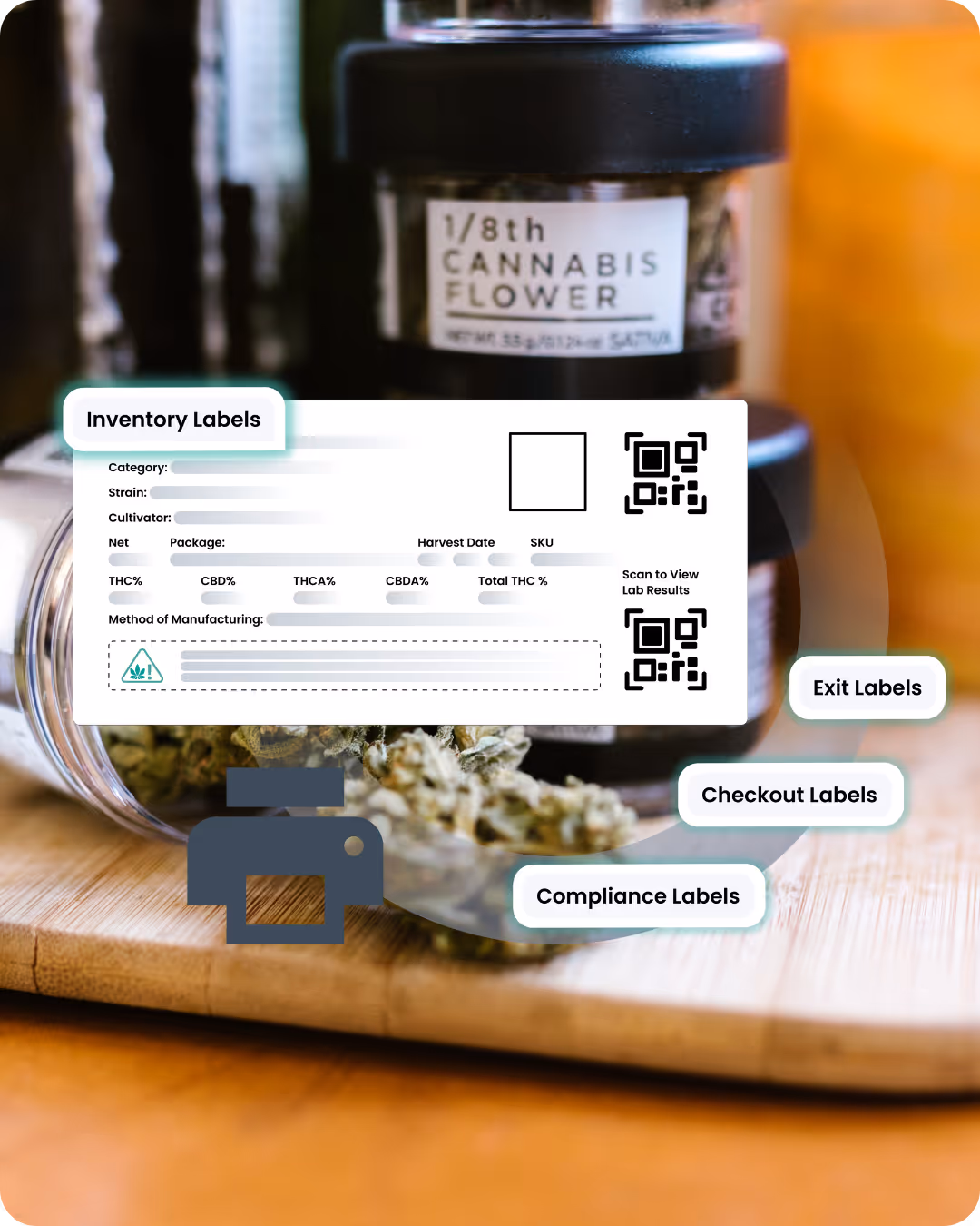 Sample inventory label with dynamic customizable fields