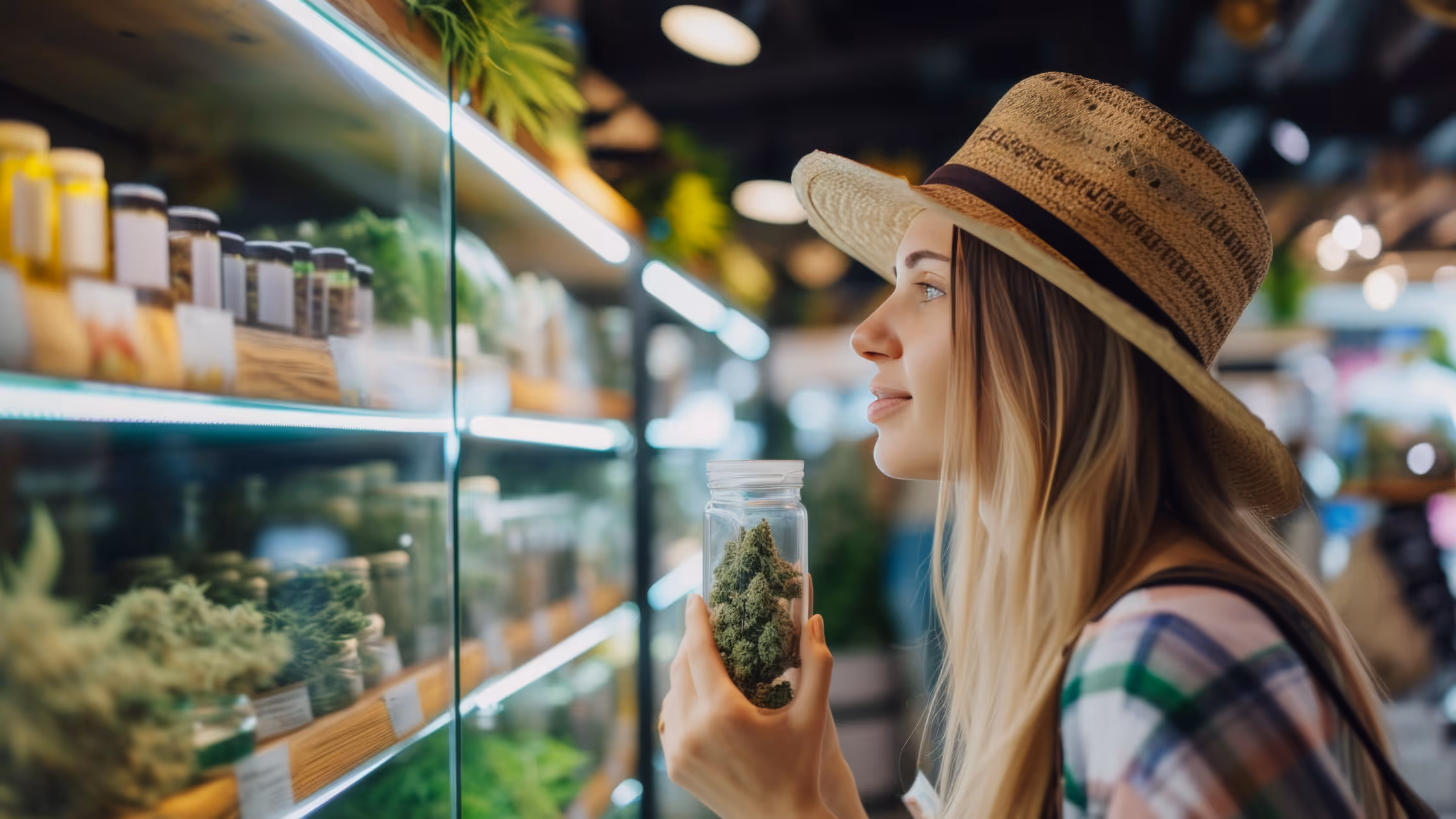 Woman buying Cannabis