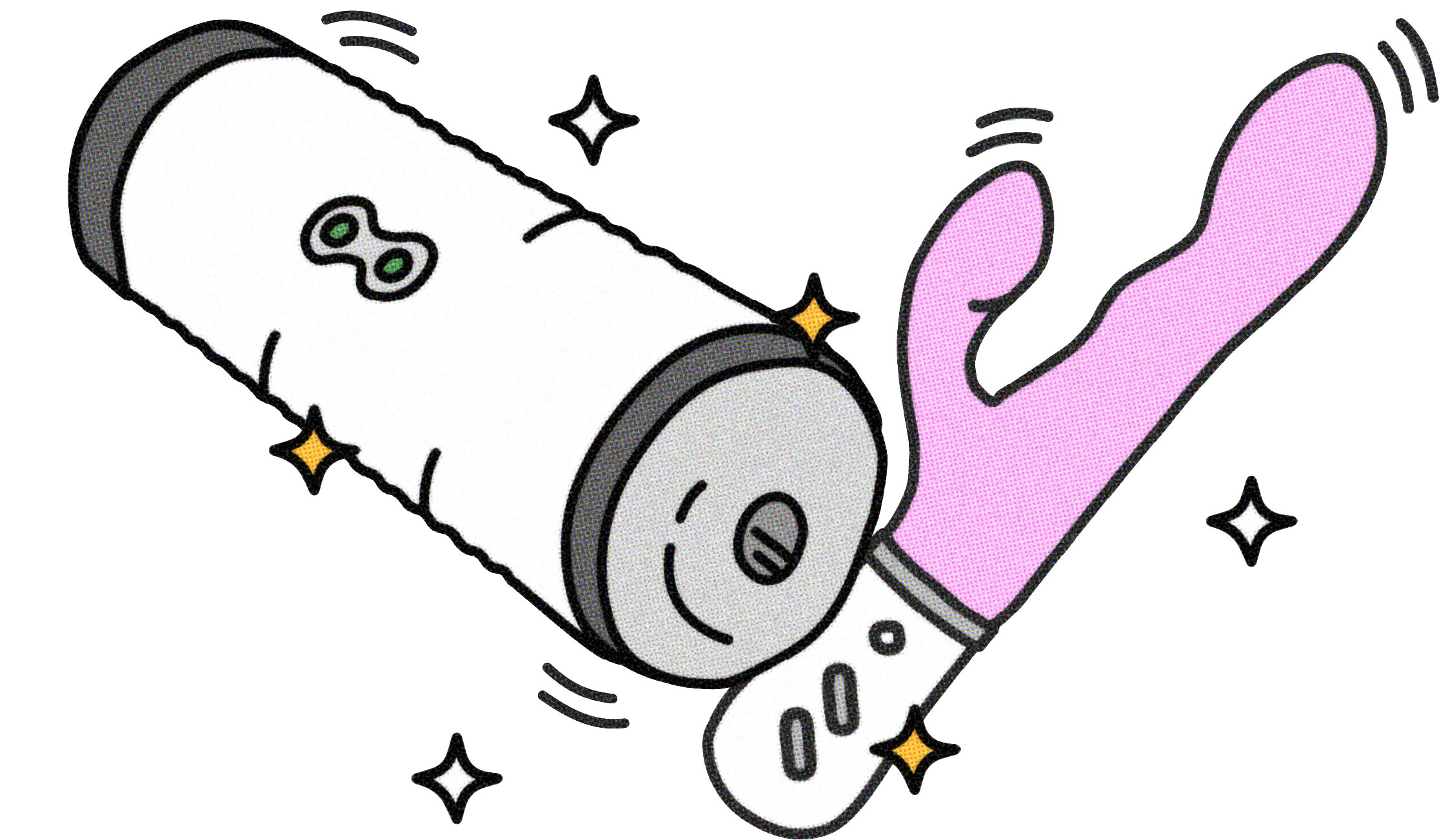 An illustration of two sex toys that pair electronically.