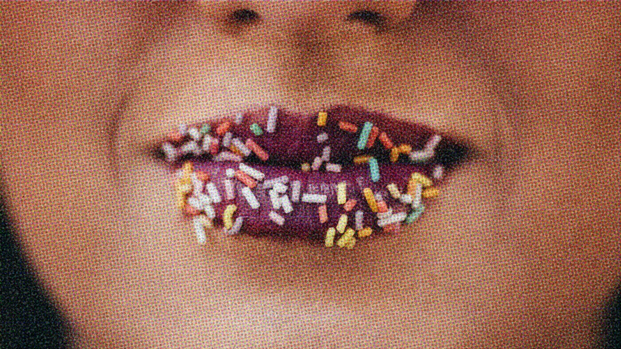HUD App - close up of womans lips with sprinkles - fetish 101 food play
