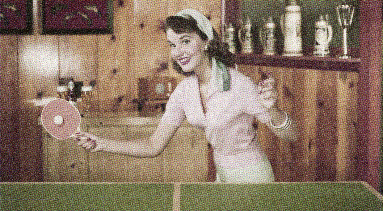 HUD App - Vintage woman playing table tennis - Fetish 101 Impact Play