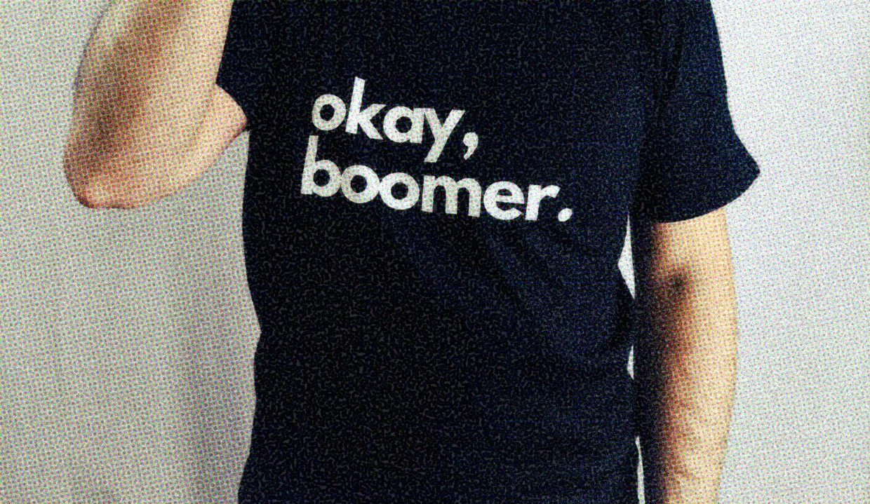 HUD App - Person wearing OK Boomer tshirt - Talk about Taylors mom in love is blind