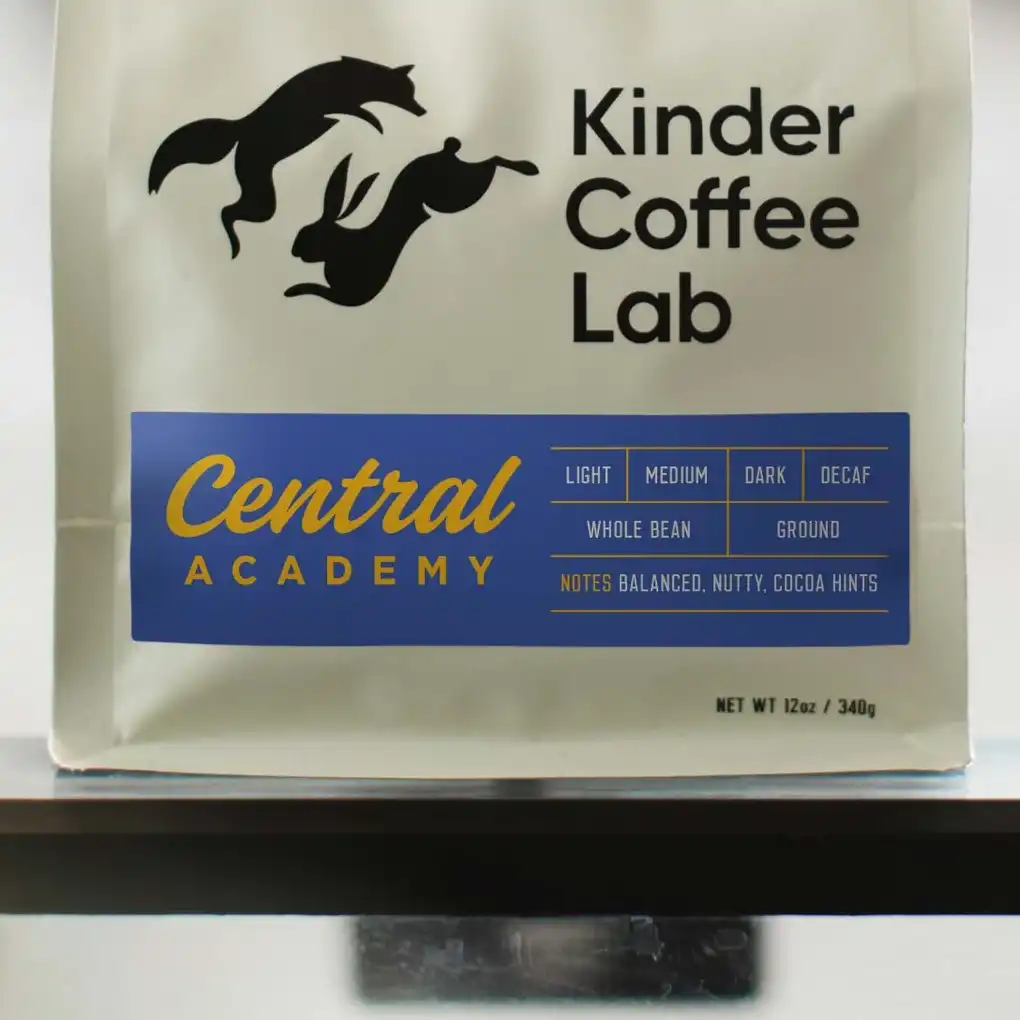 Coffee bag with label supporting the cause