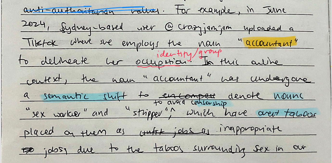 VCE English Language essay example analysing semantic shift, taboo and identity in the word accountant