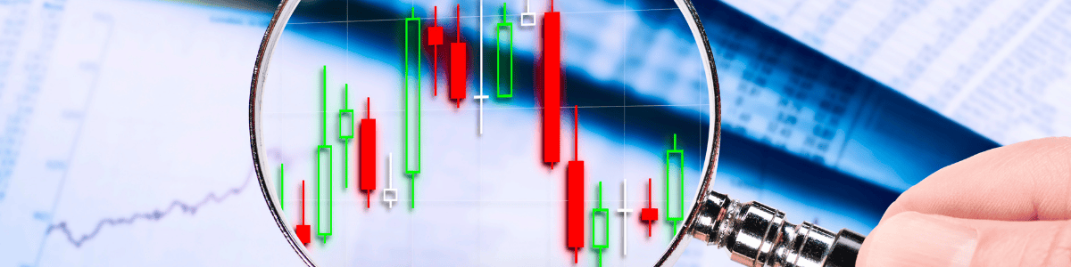 Zoomed in view of market chart showing volatility. A representation of mitigating volatility in the stock market.