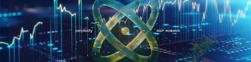 The perplexity logo with a digital stock chart backdrop.
