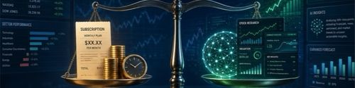 A balance scale of whether ai stock research is worth it.