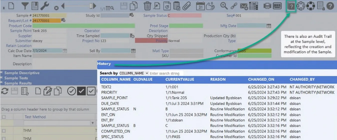 Audit Trail at Sample Level