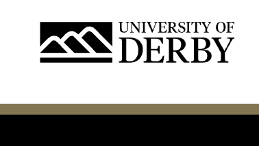 University of Derby logo with stylized mountain graphic.