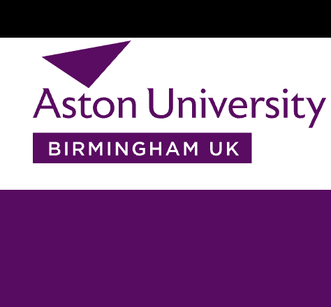 Aston University logo with 'Birmingham UK' text in a purple rectangle.