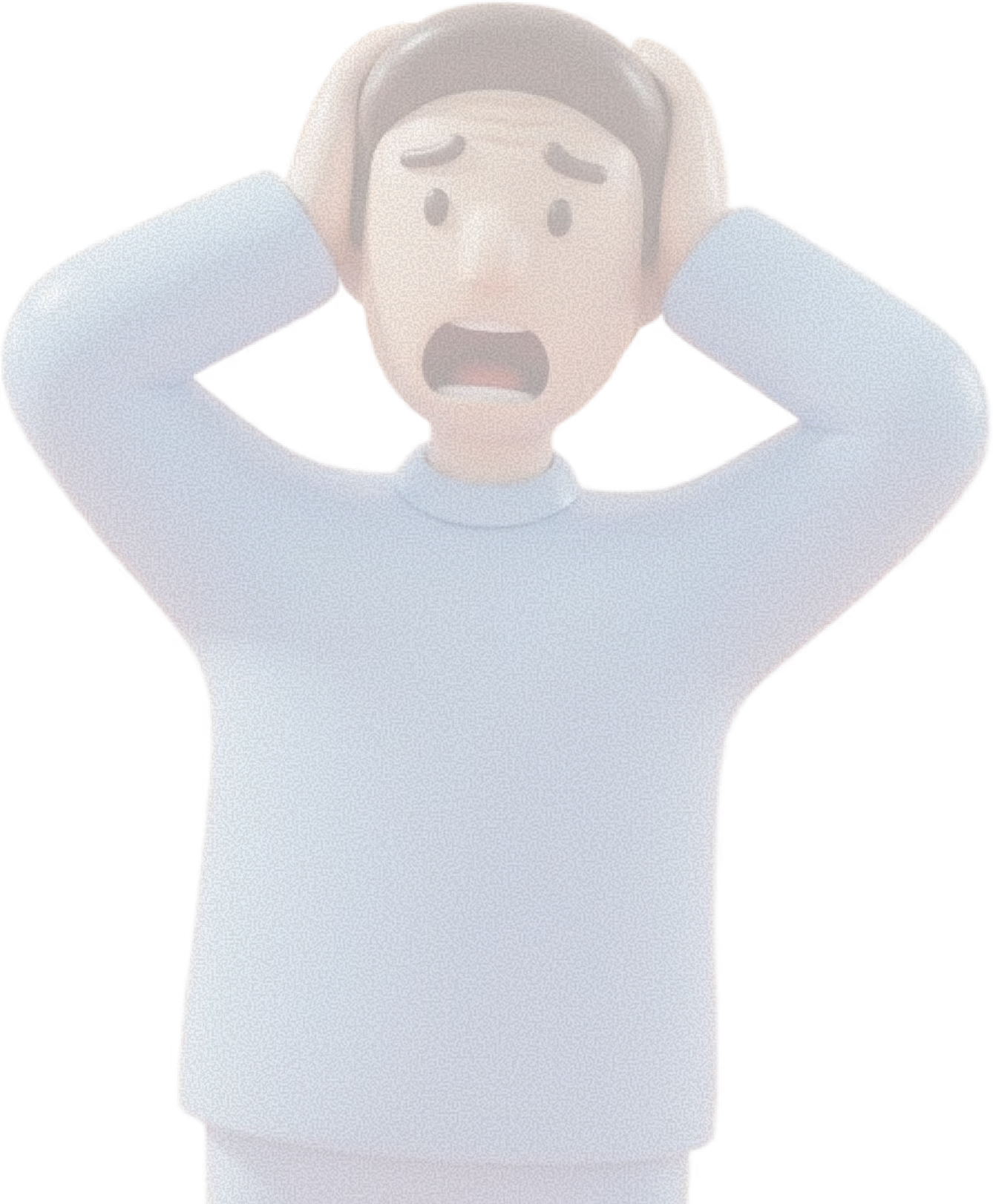 頭を抱えて驚いた表情の男性の3Dイラスト。