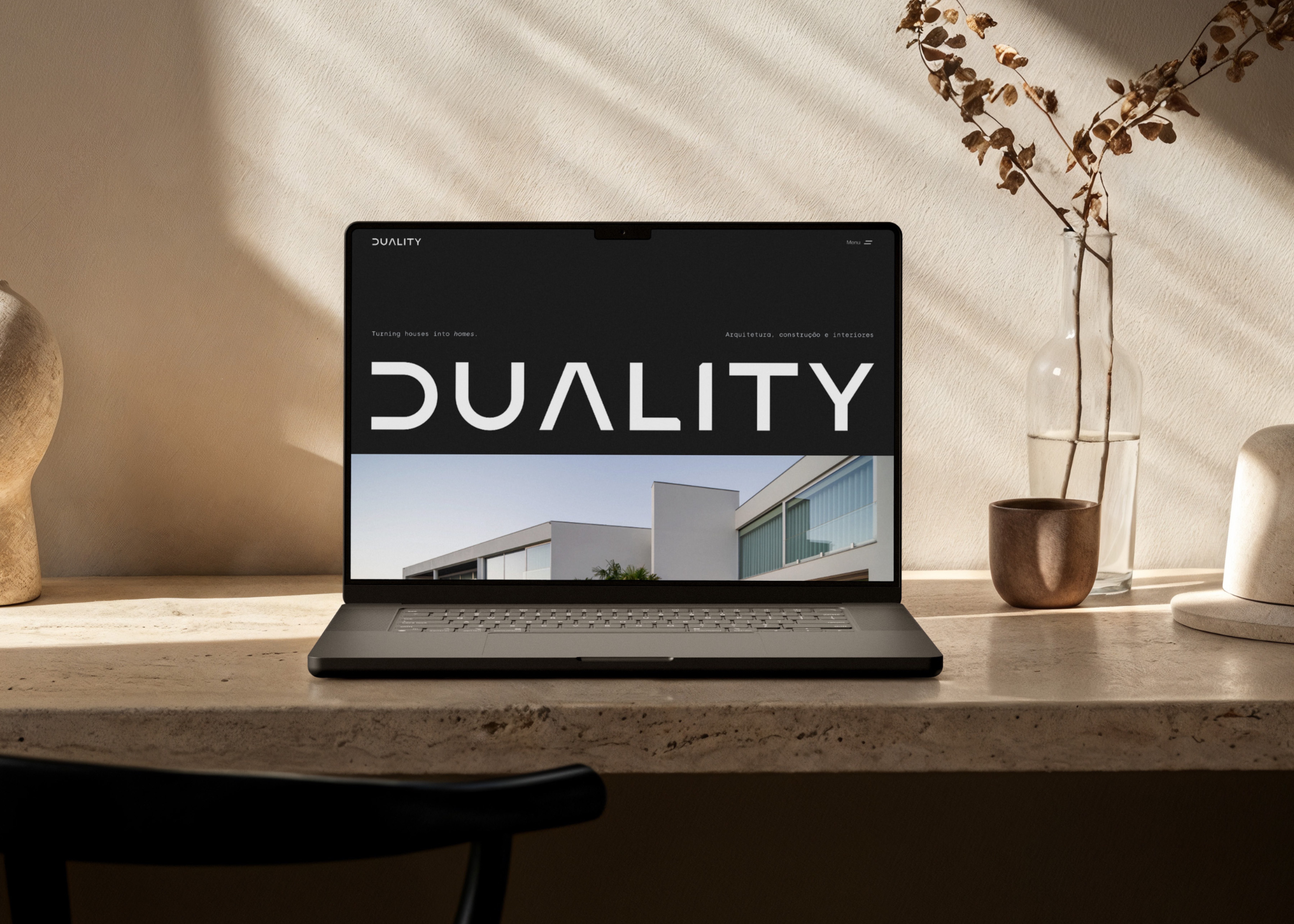Duality designs, builds and furnishes homes as one seamless craft — the website had to carry that same intention, bilingual and motion-led.