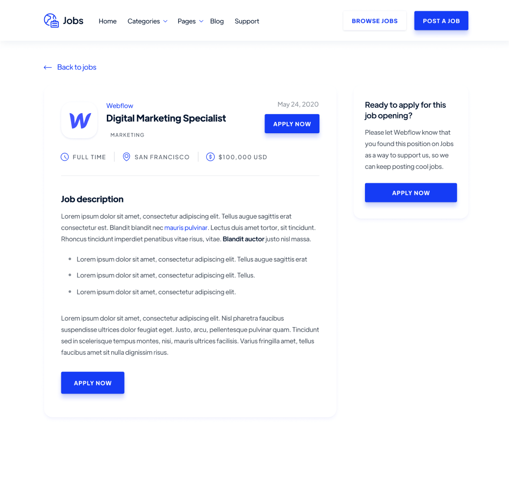 Single - Jobs Webflow Template