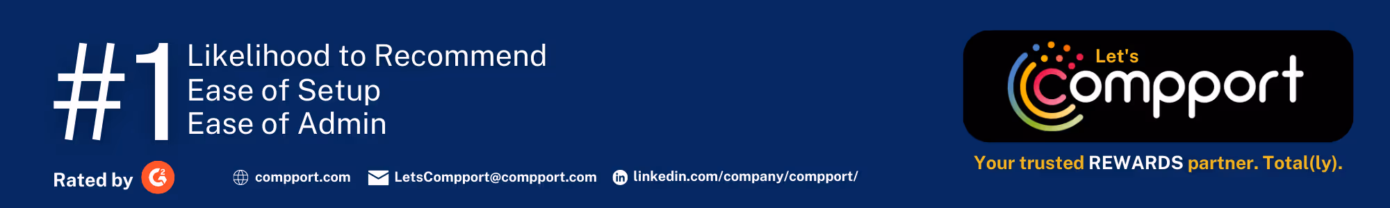 Compport #1 ranking banner highlighting top scores for recommendations, setup ease, and admin efficiency