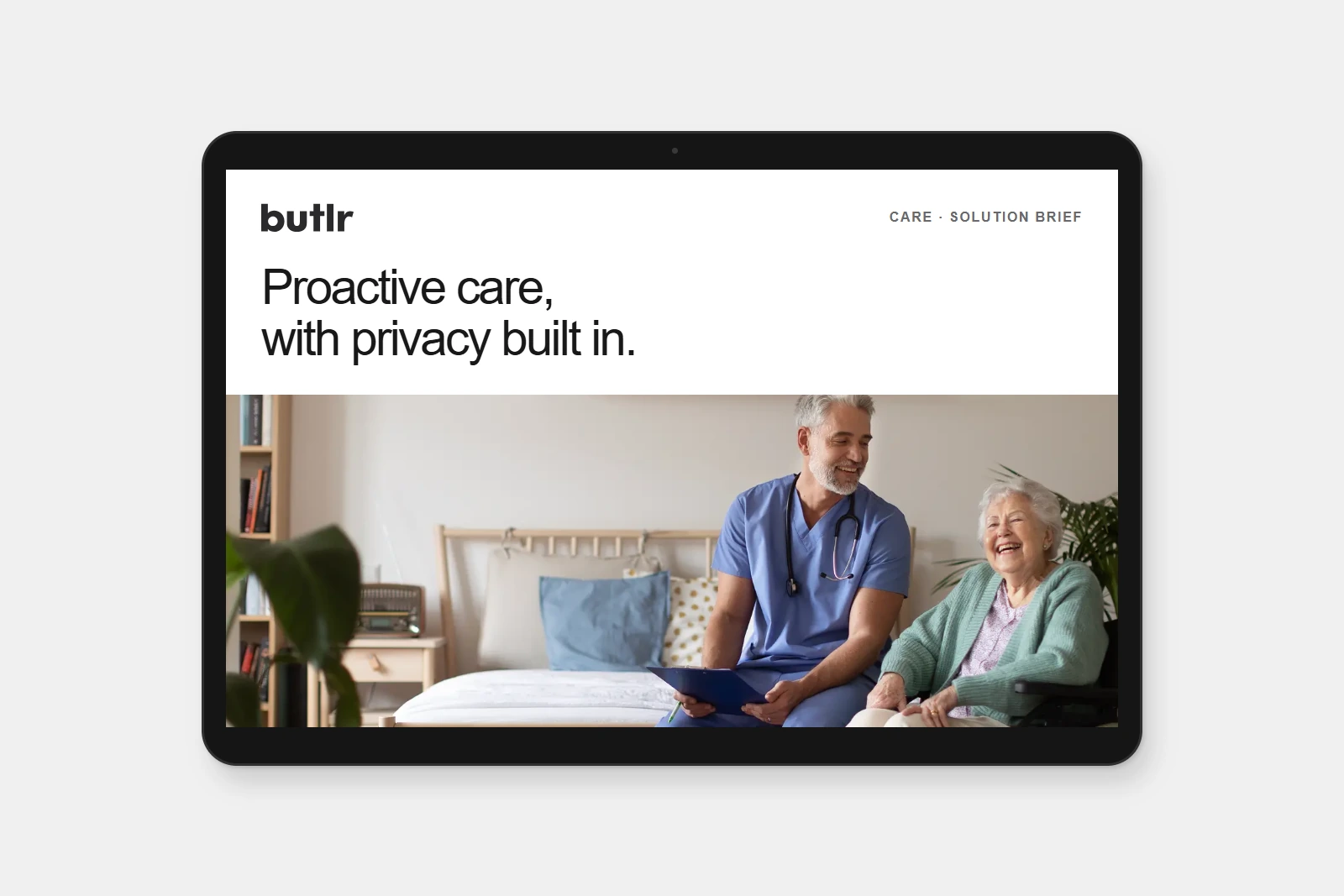 Proactive care, with privacy built in. 
Ambient, camera-free monitoring for senior living communities.