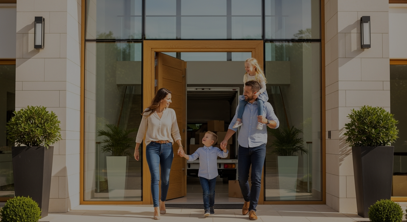 Maria with her family walking through a mountain in Baqueira