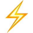 Orange and yellow lightning bolt icon representing energy, power, or speed